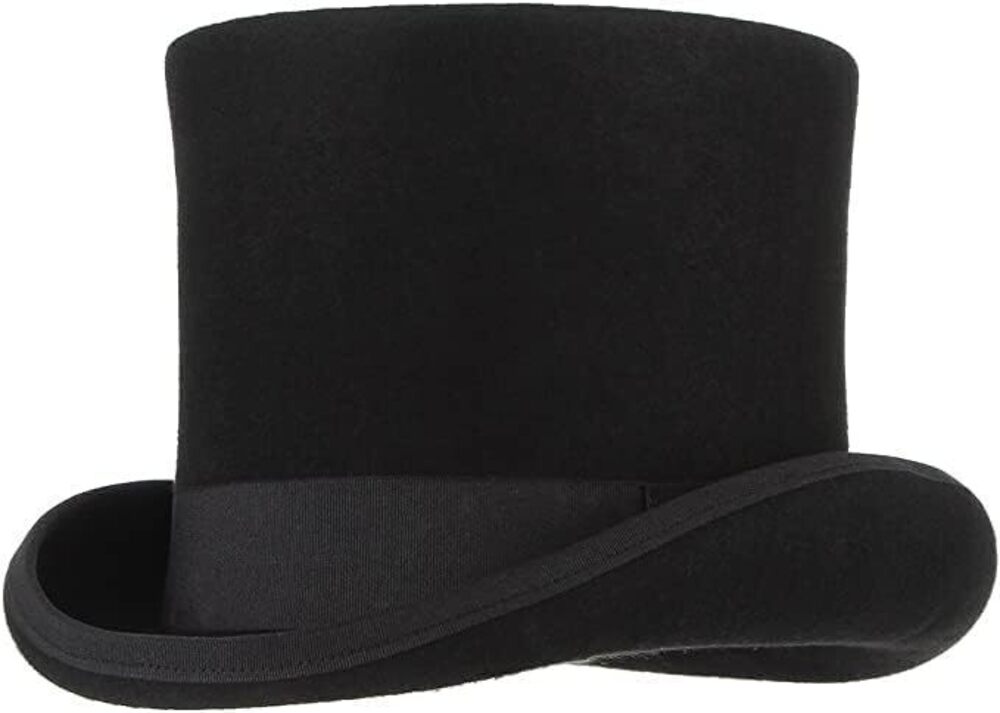 3133 Wool Felt Stage Magic Adults Costume Tall Top Hat 6.7" High Black XL